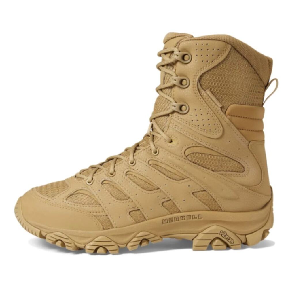 Merrell Work Moab 3 8" Tactical Zip Boots Mens 6.5 Womens 8 Tan Leather WP NIB - Picture 2 of 13